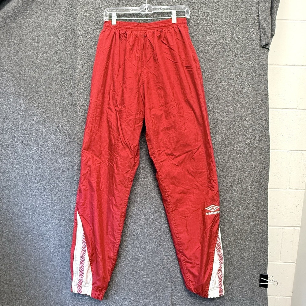 Vintage Umbro Red Track Pant Adult Large Soccer Warm Up Athletic Nylon Y2K Retro